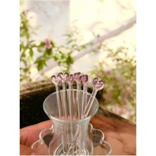 El Yapımı Cam Kalp Çay Kaşığı Seti, Zarif ve Şık 6'lı Takım