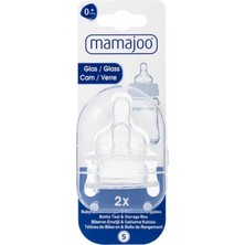 Mamajoo Cam Antikolik Biberon Emziği Seti 0 Ay+ | Yavaş Akışlı, Ikili - Saklama Kabı Hediyeli