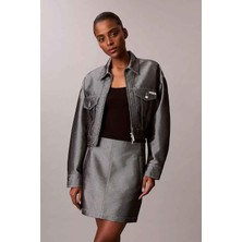 Calvin Klein Kadın A Line Skirt Denim Shine Etek - Metalik Gri