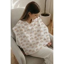 Messido Plus %100 Pamuklu Poplin Emzirme Önlüğü - Balenli ve Ayarlanabilir Askılı Örtü - Soft Rainbow
