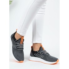 Homiro Bağcıklı Triko Unisex Spor Ayakkabı-Füme Oranj