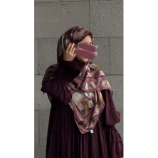 Qalortex Scarf Pamuklu Soft Fırça Desen Eşarp-Gül Kurusu