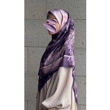 Qalortex Scarf Pamuklu Soft Luna Desen Eşarp-Lila