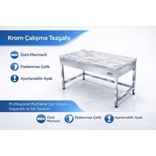 sc sonsesconcept Mermerli Çalışma Tezgahı , Krom , Paslanmaz, 100 x 60 x 85