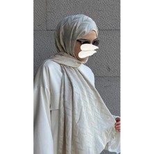 Qalortex Scarf Pamuklu Balık Sırtı Jakar Şal-Gümüş Gri