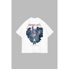 Sekizbiraltı Metallica Unforgiven Baskılı Beyaz Oversize Unisex Tshirt