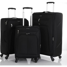 MÇS Kumaş Ultra Hafif Körüklü Geniş Hacim Çok Gözlü 3 Lü Valiz Seti