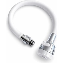 Solid Oynar Başlıklı Spiral Esnek 2 Fonksiyonlu Lavabo & Mutfak Musluk Ucu Beyaz Renkli Musluk Başlığı