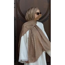 Qalortex Scarf Pamuklu Balık Sırtı Jakar Şal-Vizon