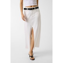 Guess Kadın A Kesim Denim Etek - Beyaz