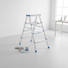 Dekofon 4+4 Çift Basamaklı Alüminyum Metal Merdiven