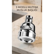 Dekofon Krom Döner Musluk Ucu 3 Fonksiyonlu Su Tasarruflu Aparat Lavabo