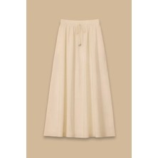Seçil Kadın Bağcıklı Uzun Etek - Ekru