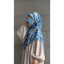 Qalortex Scarf Pamuklu Soft Fırça Desen Eşarp-Turkuaz
