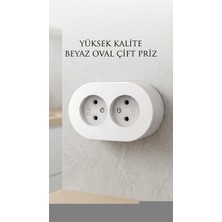 Dekofon Çift Girişli Beyaz Sıva Üstü Modern Duvar Prizi