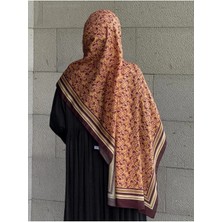 Qalortex Scarf Pamuklu Çıtır Çiçek Şal - Mürdüm