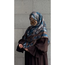 Qalortex Scarf Pamuklu Soft Fırça Desen Eşarp-Petrol/kahve
