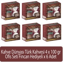 Kahve Dünyası Türk Kahvesi Ofis Seti 4 x 100 gr Fincan Hediyeli x 6 Adet