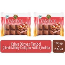 Kahve Dünyası Tambol Çilekli Milföy Dolgulu Sütlü Çikolata 100 gr x 2 Adet