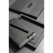 Locko Kişiye Özel Kutulu Siyah Vegan Deri Defter 224 Sayfa Çizgili Kalemli Isimlikli