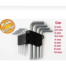 Çeçen Home Çelik 9'lu Kısa Alyan Takımı (2.0mm 2.5mm 3.0 mm 3.5 mm 4.0 mm 5.0 mm 6.0 mm 8.0 mm 10.0 Mm)