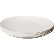 6'lı Beyaz Melamin Büyük Boy Servis Tabağı 24CM, Günlük Kullanım Için