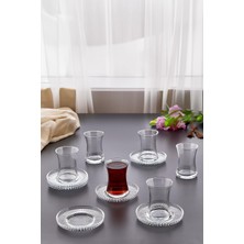 12 Parça Çay Bardağı ve Tabağı Seti - 6 Kişilik Takım