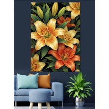 Tablomega Bahar Dalında Sarı Lilyum Çiçekleri Dekoratif Kanvas - Mdf Ahşap Tablo