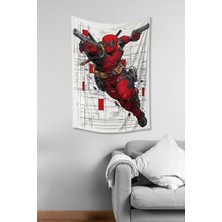 Moud's Deadpool Çizim Desenli Duvar Örtüsü Duvar Halısı Tapestry Süet Dokulu Kumaş