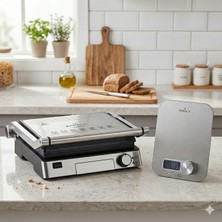 Karaca Biogranit 2000W Paslanmaz Çelik Tost Makinesi Sağlıklı Granit Plakalı 6 Dilim Geniş Izgara Inox ve Mutfak Tartısı