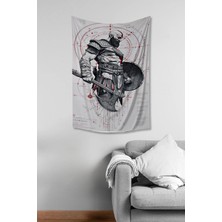 Moud's God Of War Kratos Çizim Desenli Duvar Örtüsü Duvar Halısı Tapestry Süet Dokulu Kumaş