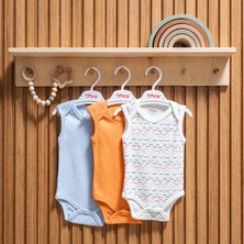 Tiffany Strıpped Üçlü Kolsuz Çıtçıtlı Bebek Body - Oranj - 6 - 9 Ay Oranj