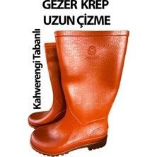 Gezer Krep Uzun Çizme Kauçuk Malzemeden Su Geçirmez Erkek İş Ayakkabısı