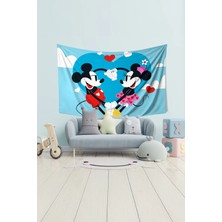 Moud's Aşık Mickey Mouse ve Minnie Desenli Duvar Halısı Duvar Örtüsü Çocuk Odası Tapestry Süet Dokulu Kumaş