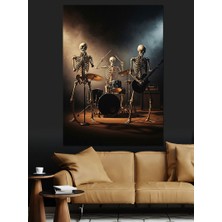 Tablomega Bateri Çalan Iskeletler Grubu Görseli Dekoratif Kanvas - Mdf Ahşap Tablo