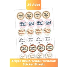İstisna Afiyet Olsun Temalı Yuvarlak Sticker Ürün Ambalaj Paket Zarf Etiketi