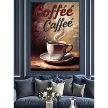 Tablomega Retro Coffee Kafe Duvar Panosu Dekoratif Kanvas - Mdf Ahşap Tablo