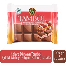 Kahve Dünyası Tambol Çilekli Milföy Dolgulu Sütlü Çikolata 100 gr x 10 Adet