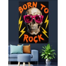 Tablomega Gözlüklü Rockçı Kuru Kafa Dekoratif Kanvas - Mdf Ahşap Tablo