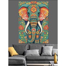 Tablomega Desenli Hint Fili Illüstrasyonu Dekoratif Kanvas - Mdf Ahşap Tablo