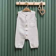 Tiffany Kolsuz Müslin Unısex Bebek Tulum - Gri - 18 - 24 Ay Gri