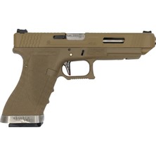We Aırsoft We GLOCK34 G34 T10 Gbb Airsoft Tabanca Tan Kızak / Silver Namlu /  Tan Gövde