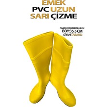 Emek Pvc Uzun Çizme Sarı Tabanı Siyah