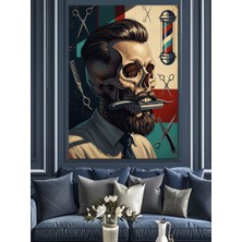 Tablomega Ustura Tutan Berber Kurukafa Figürü Dekoratif Kanvas - Mdf Ahşap Tablo