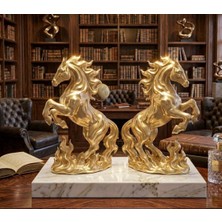 Yakamoz 3D Lüks Altın At Heykel Premium Dekoratif Büyük Boy Tasarım Obje