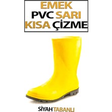 Emek Pvc Kısa Çizme Sarı Tabanı Siyah