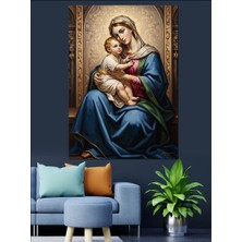 Tablomega Kucağında Çocuklu Kutsal Anne Figürü Dekoratif Kanvas - Mdf Ahşap Tablo
