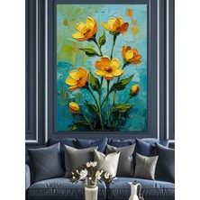 Tablomega Bahçede Açan Sarı Kır Çiçekleri Dekoratif Kanvas - Mdf Ahşap Tablo