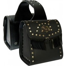 Motoanl Motosiklet Deri Yan Çanta Choper Model Siyah Cruiser Motor Yan Heybe