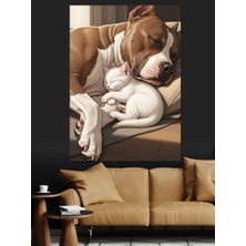 Tablomega Uyuyan Köpek ve Kedi Dekoratif Kanvas - Mdf Ahşap Tablo